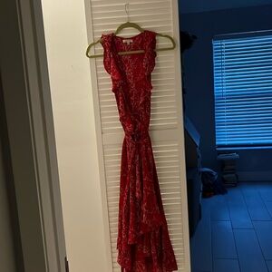 Red bandanna toe print wrap dress